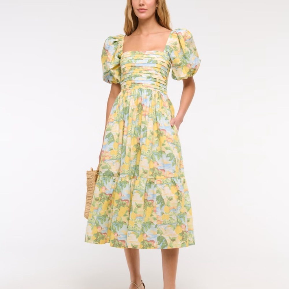 A&F Floral Puff Sleeve Midi Dress